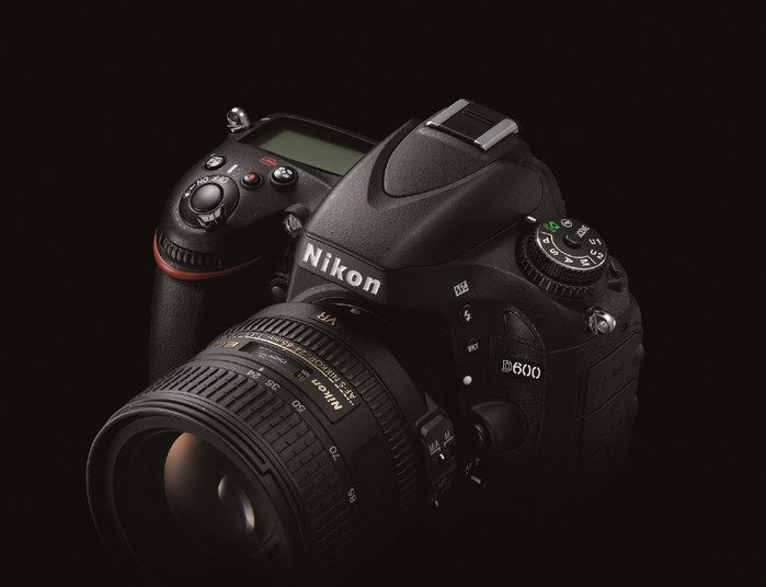 The Nikon D600 full-frame DSLR with a 24-70mm lens