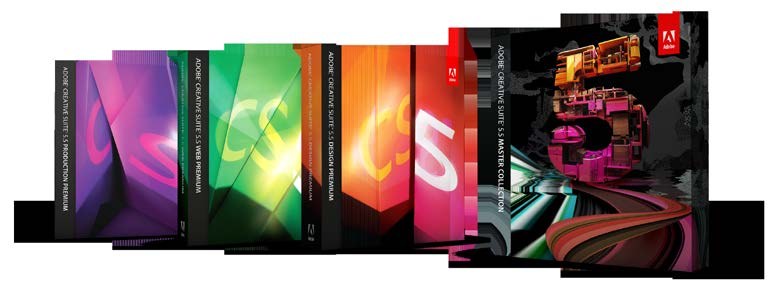 The Adobe Creative Suite 5.5 product box lineup