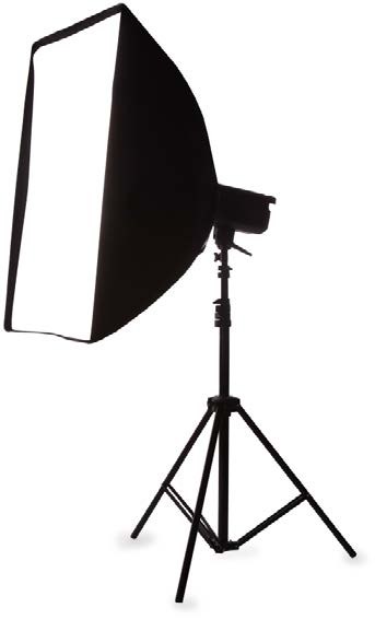 A large soft box mounted on a light stand