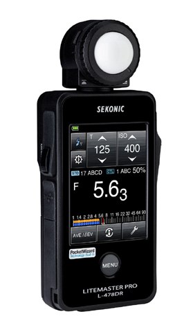 A Sekonic Litemaster Pro L-478DR hand-held light meter