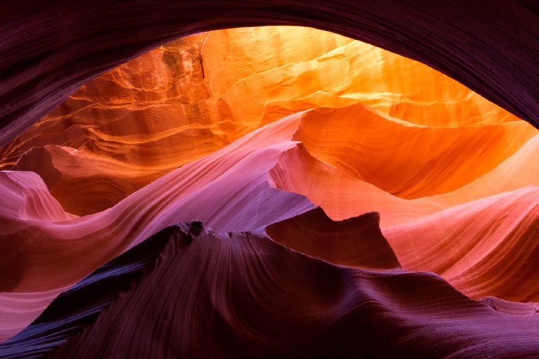 The glowing orange walls of Antelope Canyon